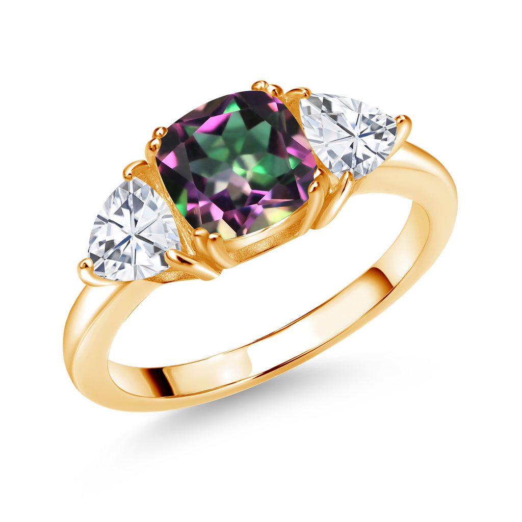 Green Mystic Topaz_9_Ring in 925 Yellow Gold Plated Silver