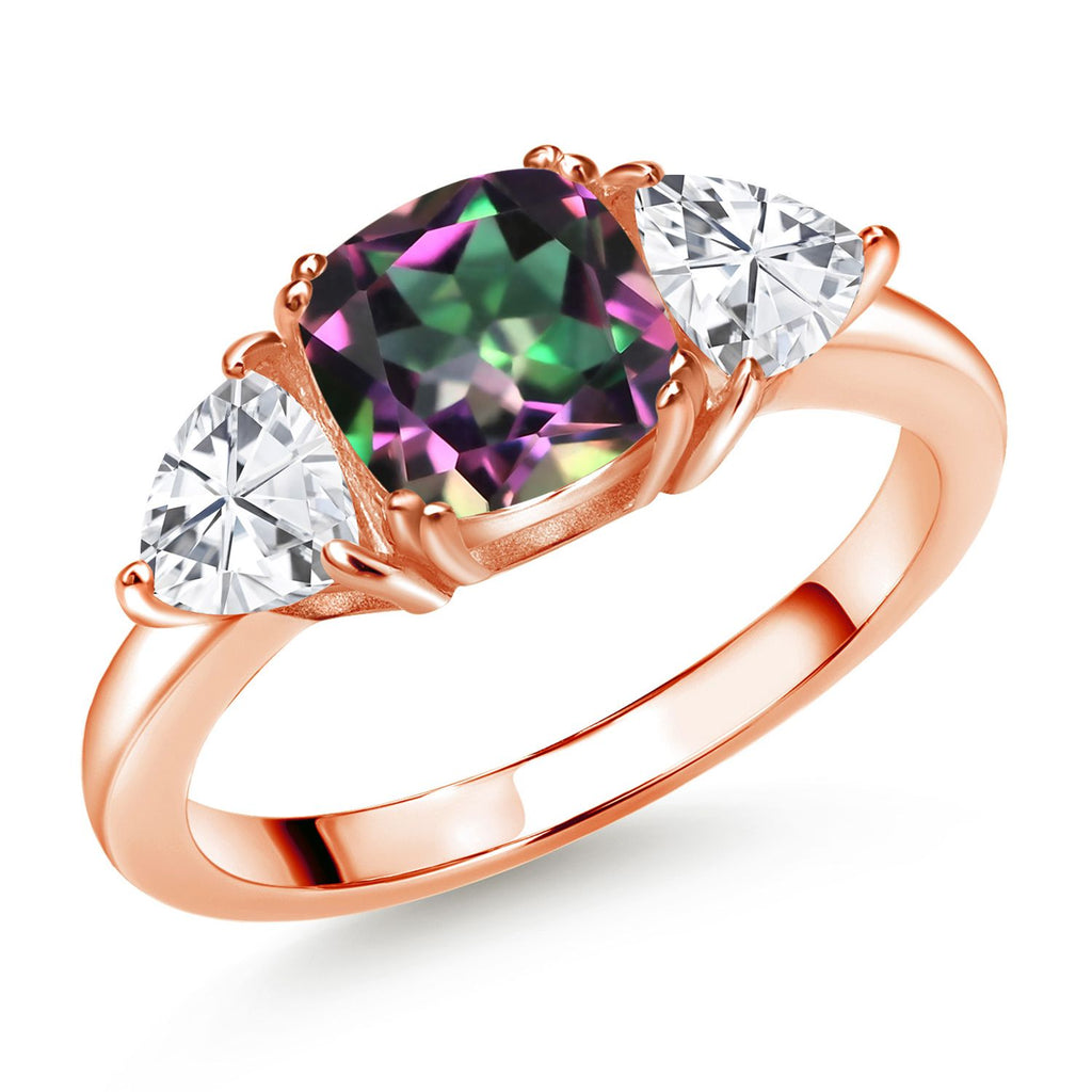 Green Mystic Topaz_5_Ring in 925 Rose Gold Plated Silver