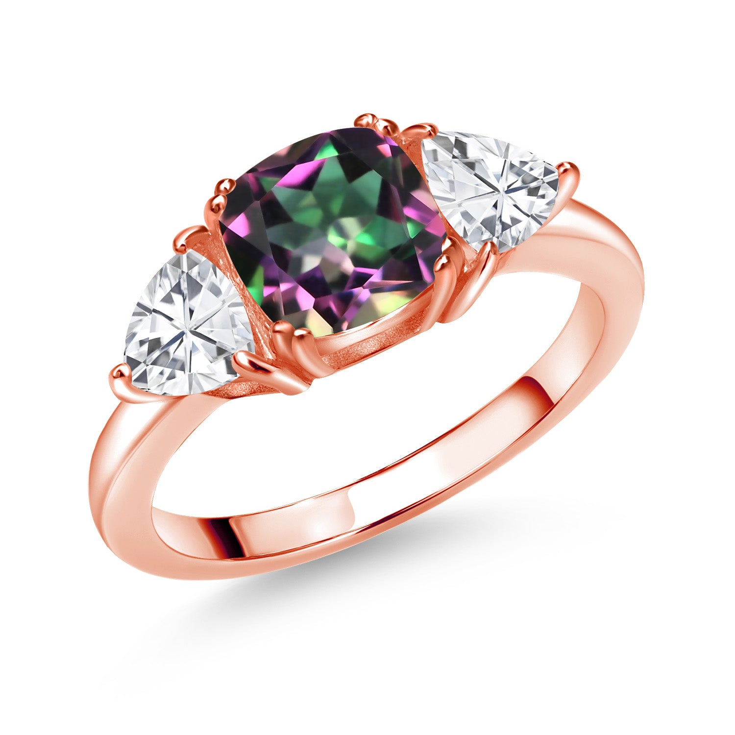 Green Mystic Topaz_9_Ring in 925 Rose Gold Plated Silver