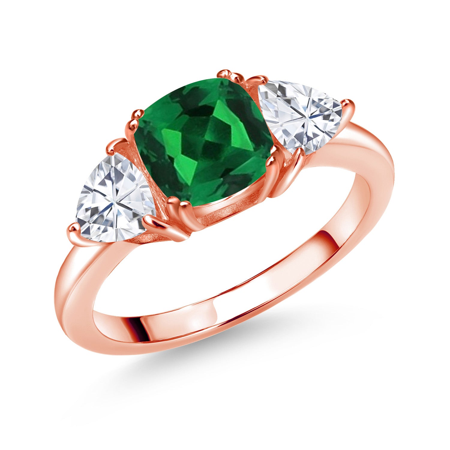 Nano Emerald - May_9_Ring in 925 Rose Gold Plated Silver