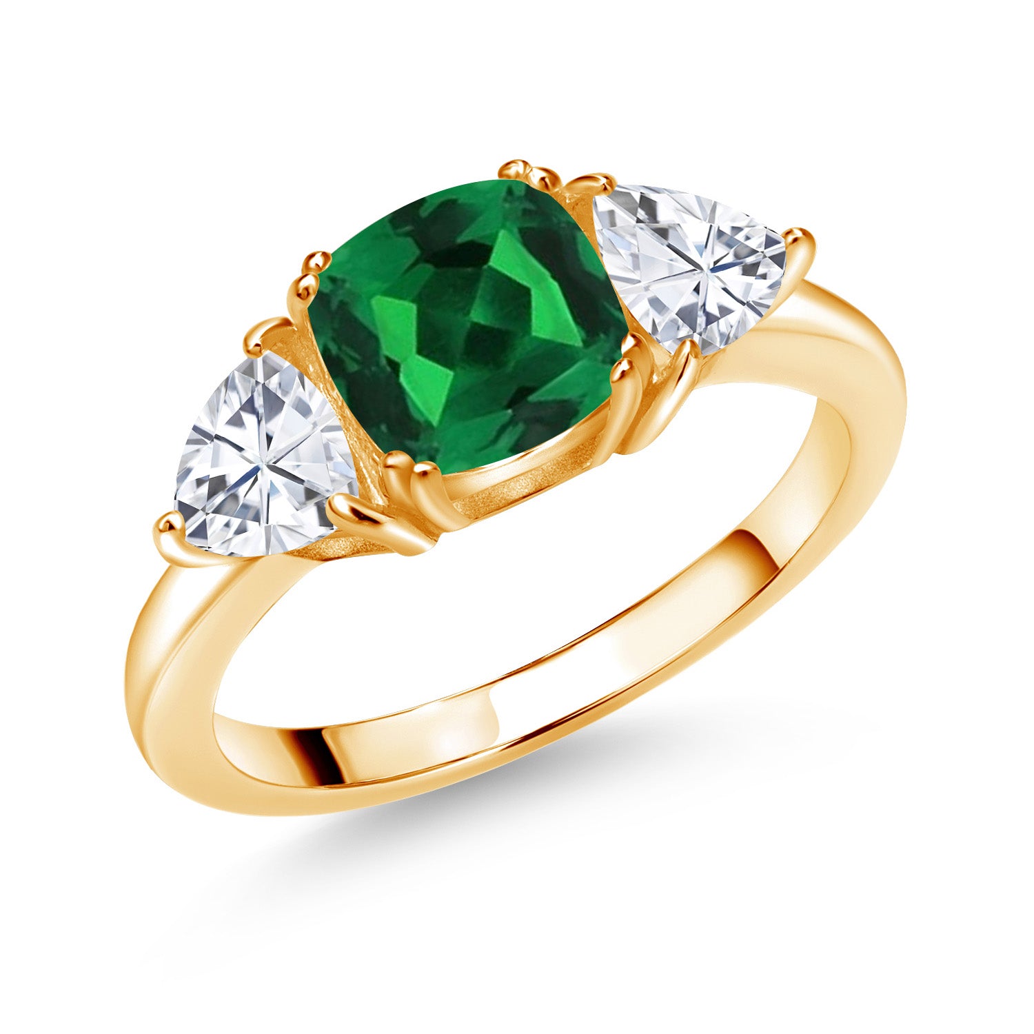 Nano Emerald - May_8_Ring in 925 Yellow Gold Plated Silver