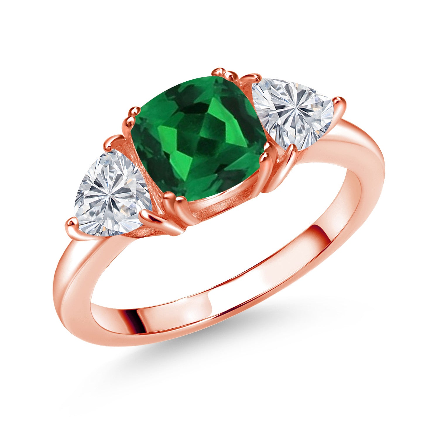 Nano Emerald - May_6_Ring in 925 Rose Gold Plated Silver