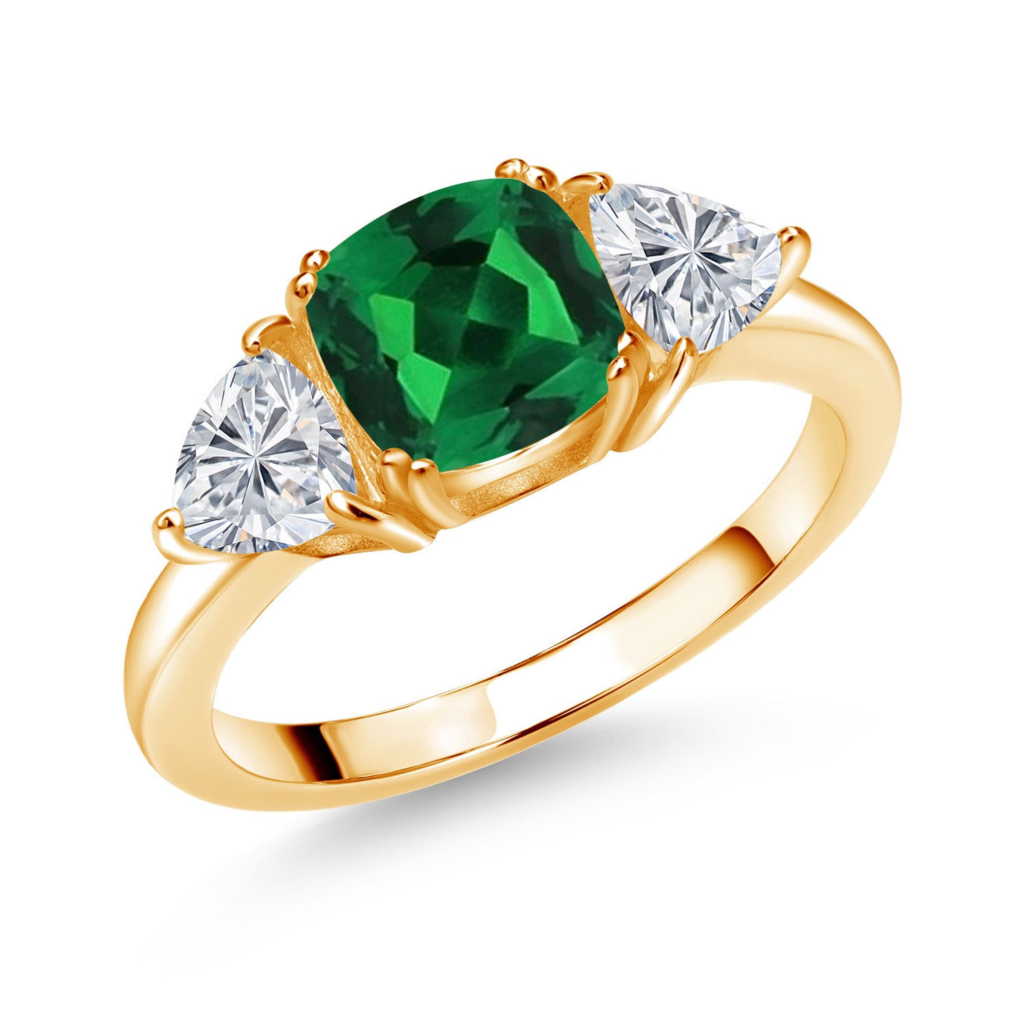 Nano Emerald - May_9_Ring in 925 Yellow Gold Plated Silver