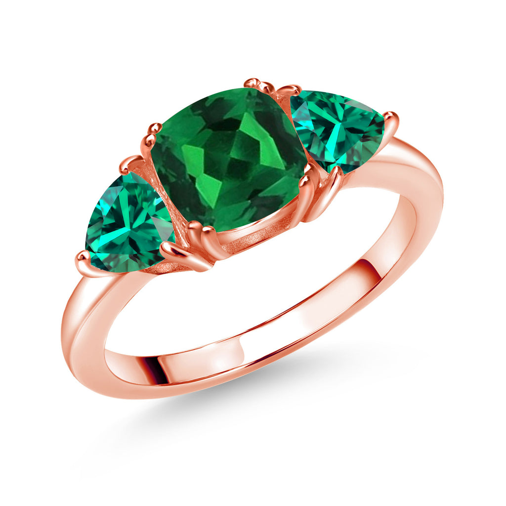 Nano Emerald - May_9_Ring in 925 Rose Gold Plated Silver