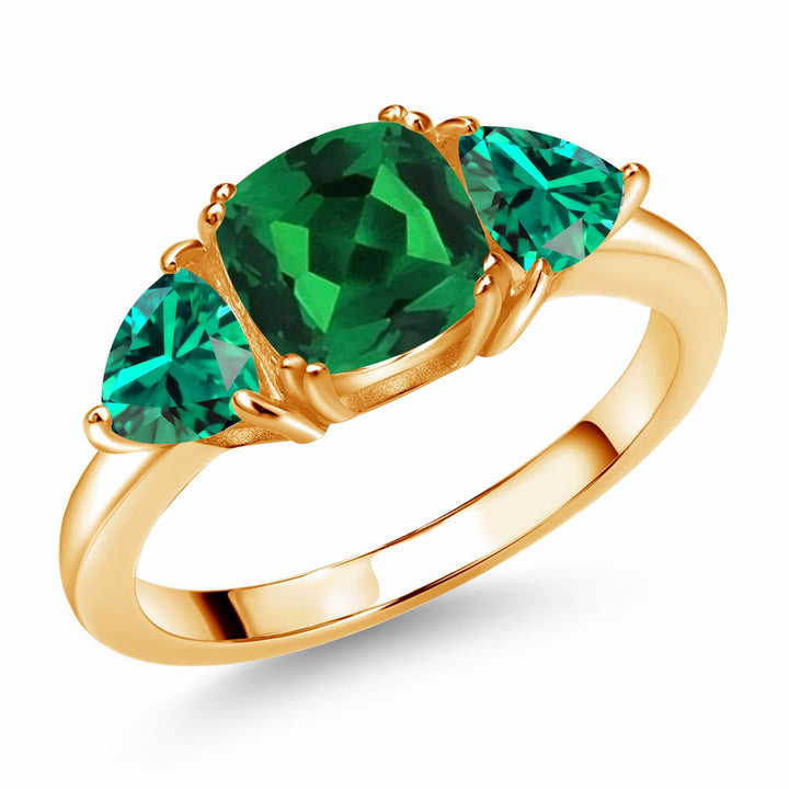 Nano Emerald - May_5_Ring in 925 Yellow Gold Plated Silver