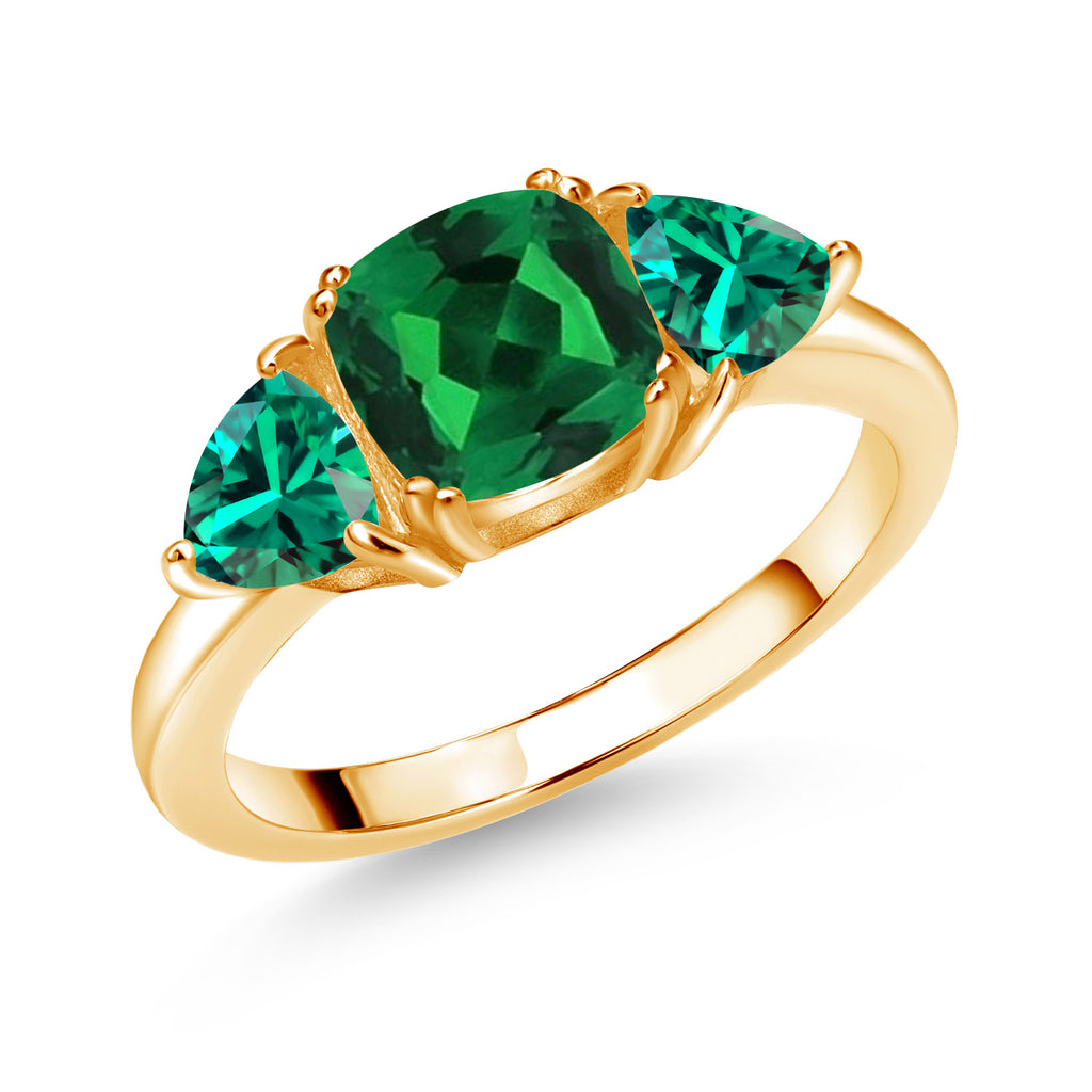 Nano Emerald - May_7_Ring in 925 Yellow Gold Plated Silver
