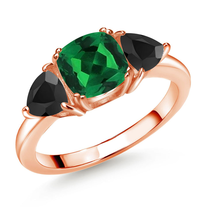Nano Emerald - May_6_Ring in 925 Rose Gold Plated Silver