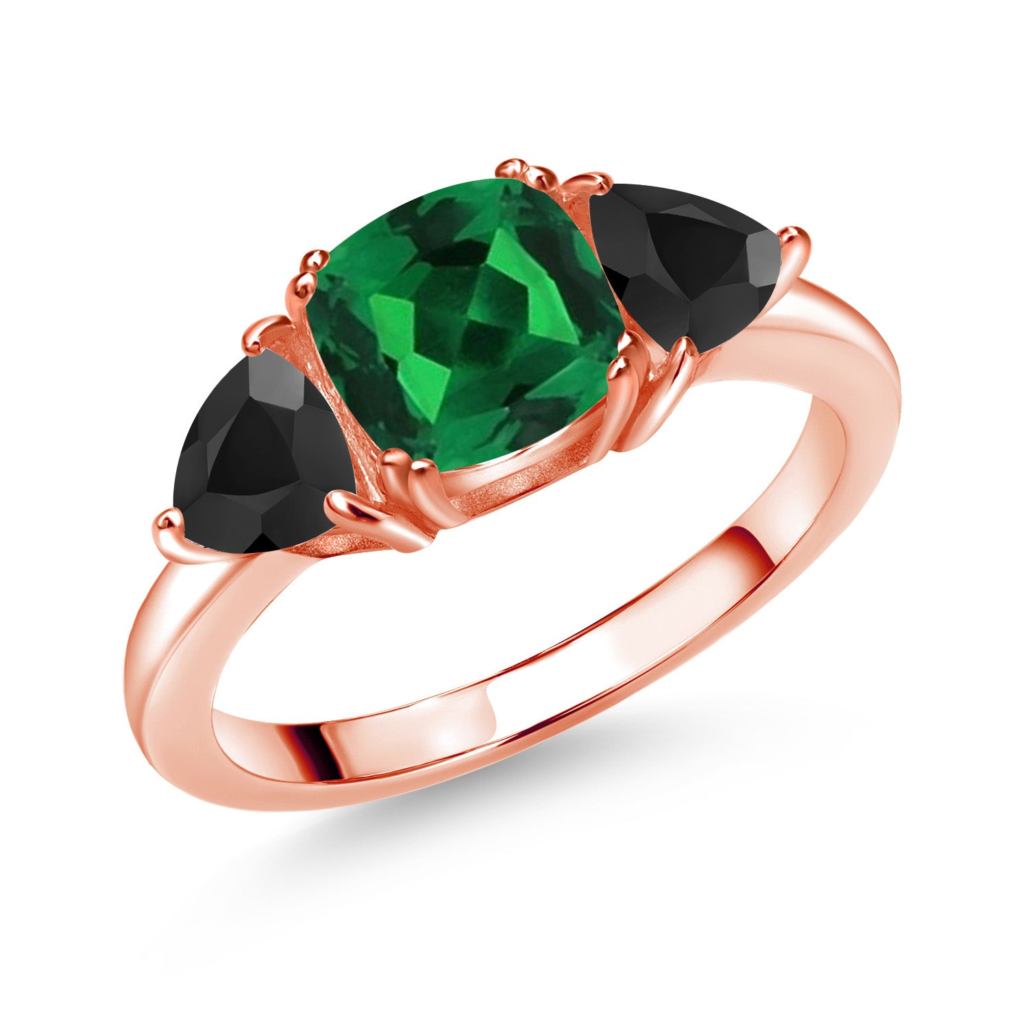 Nano Emerald - May_7_Ring in 925 Rose Gold Plated Silver