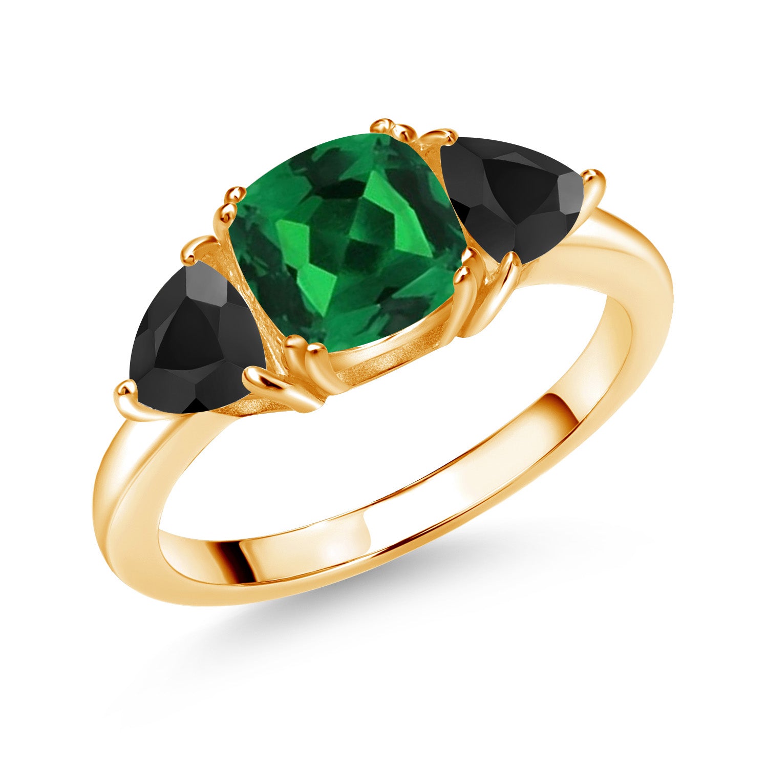 Nano Emerald - May_7_Ring in 925 Yellow Gold Plated Silver