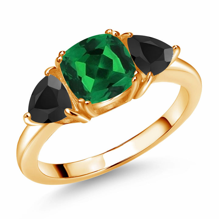 Nano Emerald - May_5_Ring in 925 Yellow Gold Plated Silver