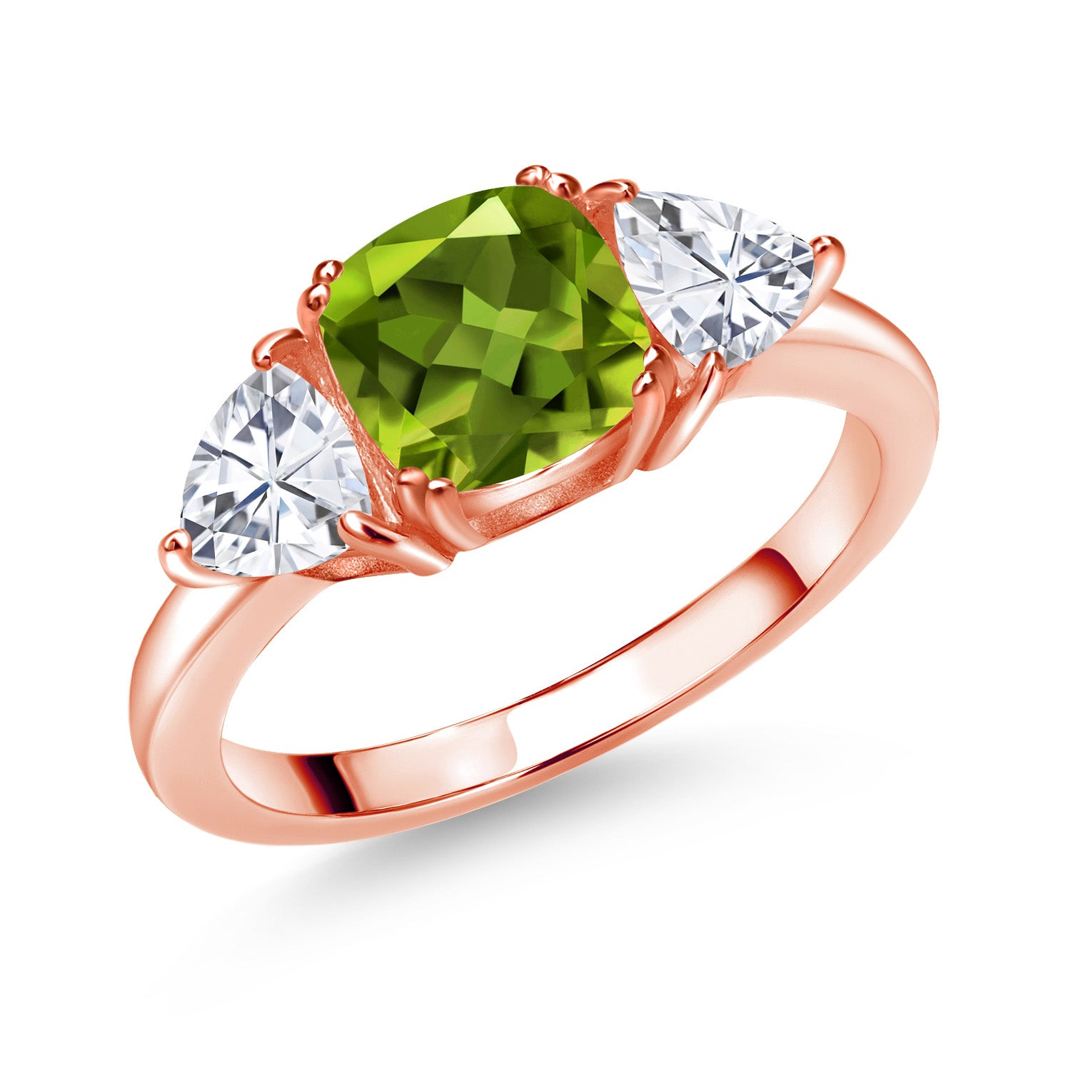 Peridot - August_9_Ring in 925 Rose Gold Plated Silver
