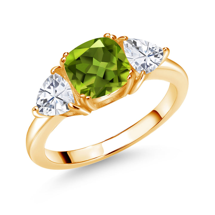 Peridot - August_5_Ring in 925 Yellow Gold Plated Silver