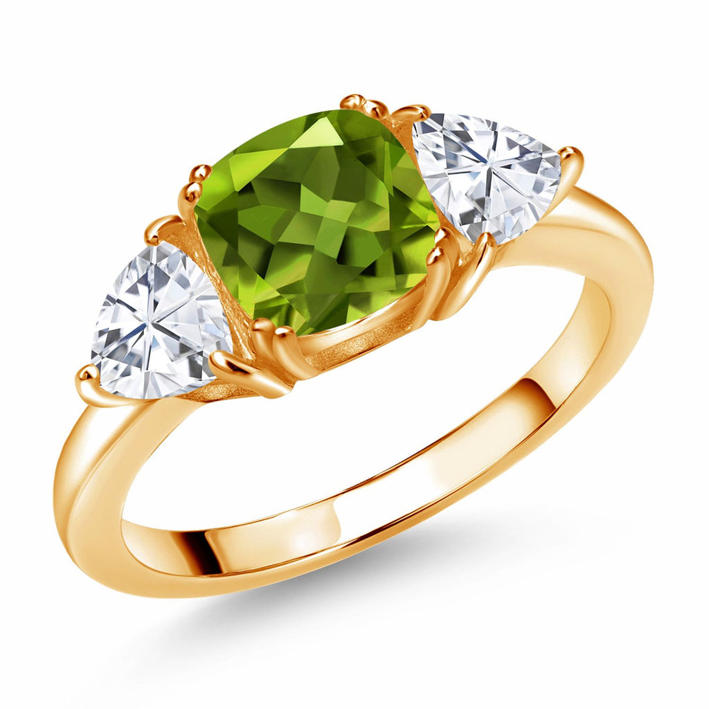Peridot - August_7_Ring in 925 Yellow Gold Plated Silver