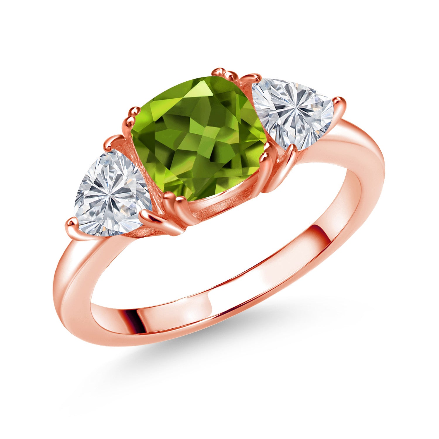 Peridot - August_6_Ring in 925 Rose Gold Plated Silver