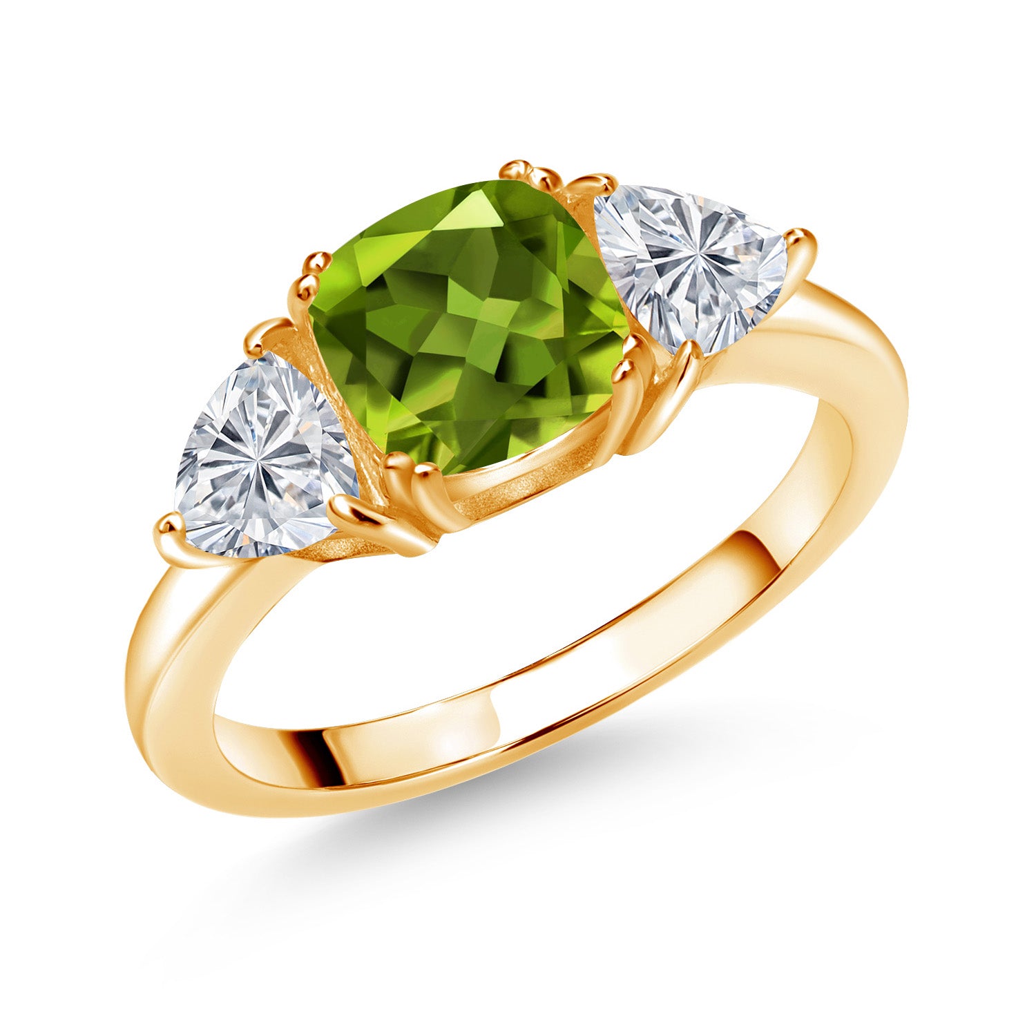 Peridot - August_7_Ring in 925 Yellow Gold Plated Silver