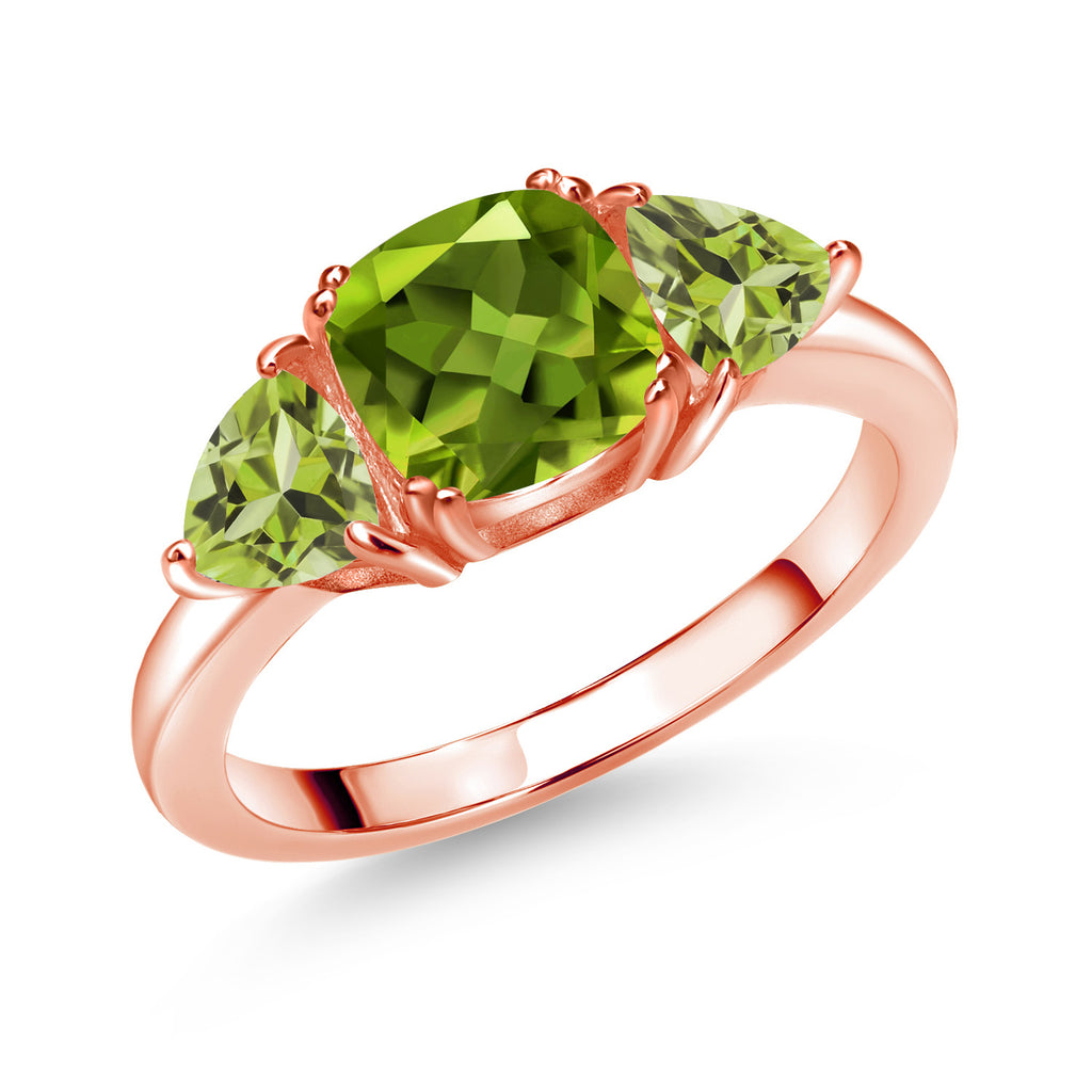 Peridot - August_8_Ring in 925 Rose Gold Plated Silver