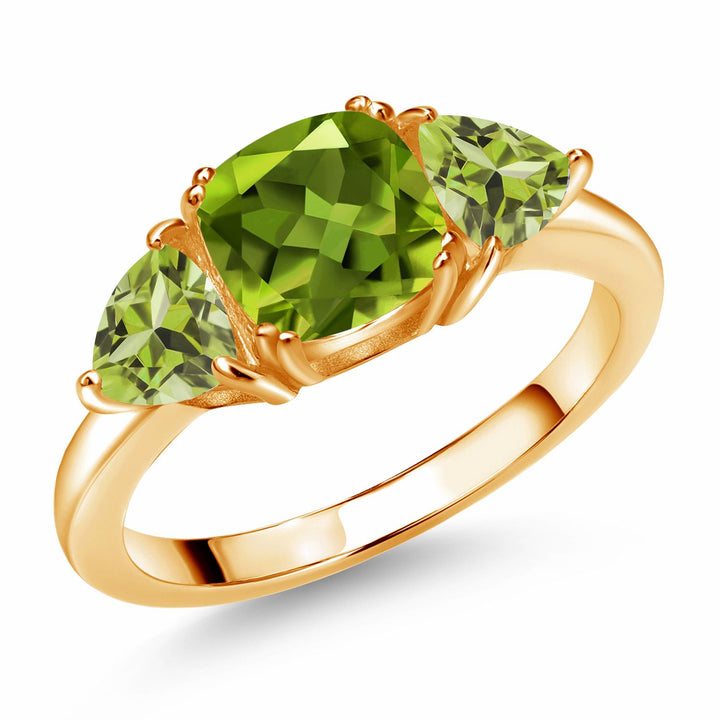 Peridot - August_5_Ring in 925 Yellow Gold Plated Silver