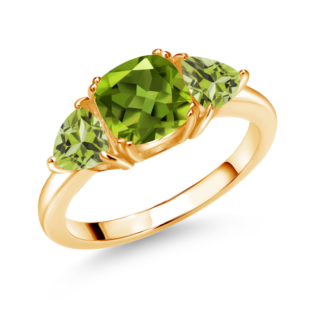 Peridot - August_9_Ring in 925 Yellow Gold Plated Silver