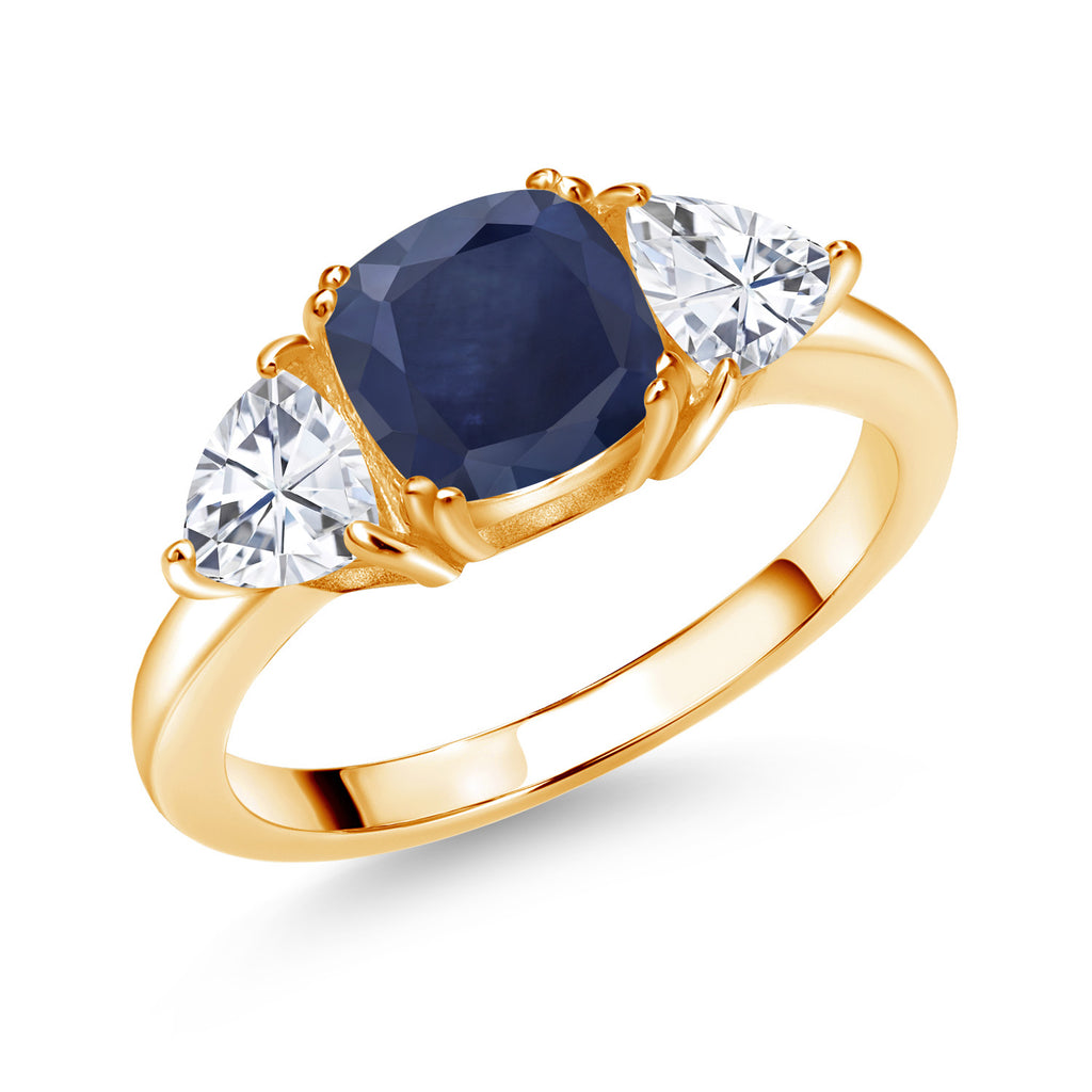 Blue Sapphire - September_5_Ring in 925 Yellow Gold Plated Silver