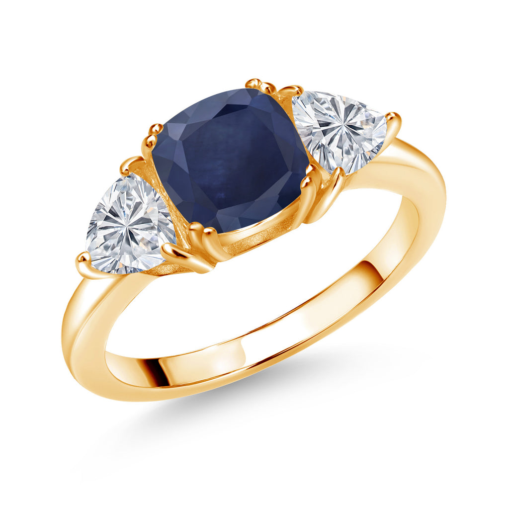 Blue Sapphire - September_5_Ring in 925 Yellow Gold Plated Silver