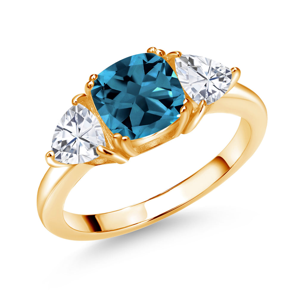 London Blue Topaz - November_9_Ring in 925 Yellow Gold Plated Silver