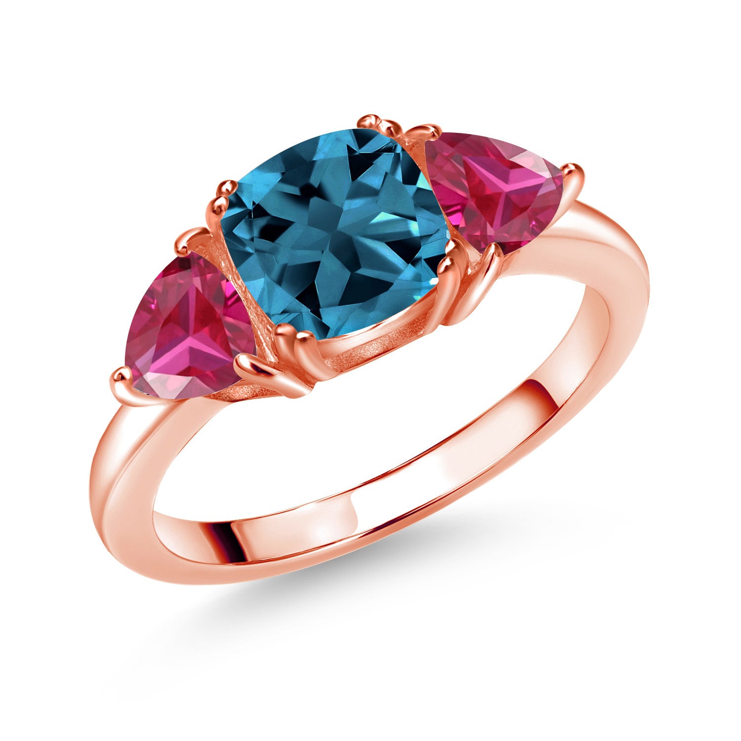London Blue Topaz - November_9_Ring in 925 Rose Gold Plated Silver