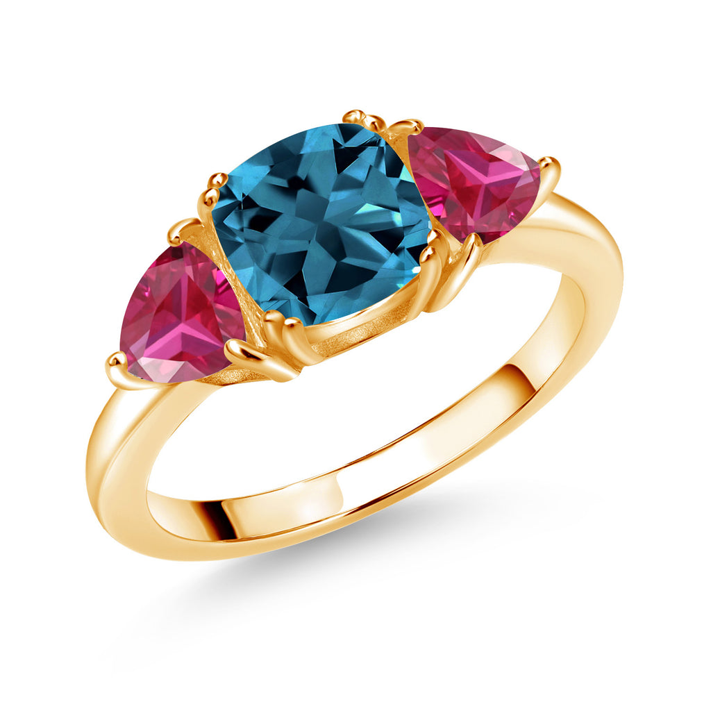 London Blue Topaz - November_8_Ring in 925 Yellow Gold Plated Silver