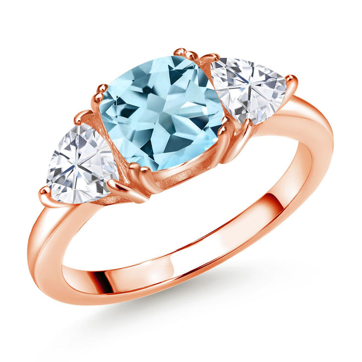 Sky Blue Topaz - November_5_Ring in 925 Rose Gold Plated Silver