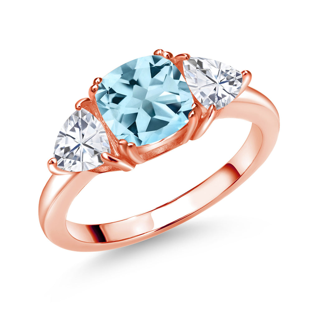 Sky Blue Topaz - November_7_Ring in 925 Rose Gold Plated Silver