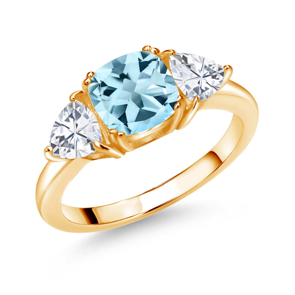 Sky Blue Topaz - November_9_Ring in 925 Yellow Gold Plated Silver