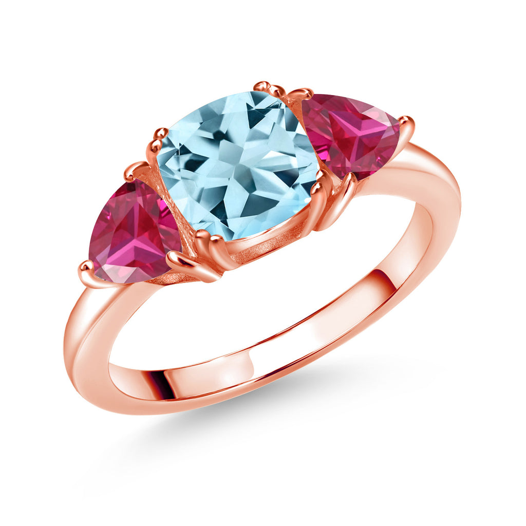 Sky Blue Topaz - November_7_Ring in 925 Rose Gold Plated Silver