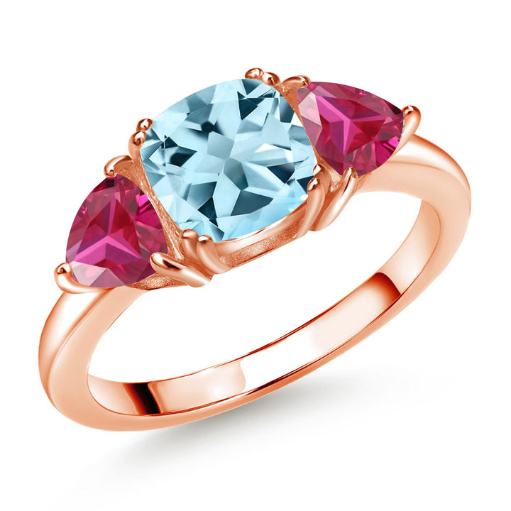 Sky Blue Topaz - November_5_Ring in 925 Rose Gold Plated Silver