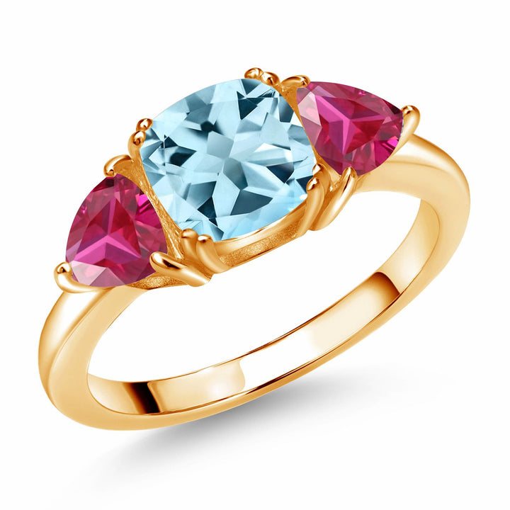 Sky Blue Topaz - November_5_Ring in 925 Yellow Gold Plated Silver