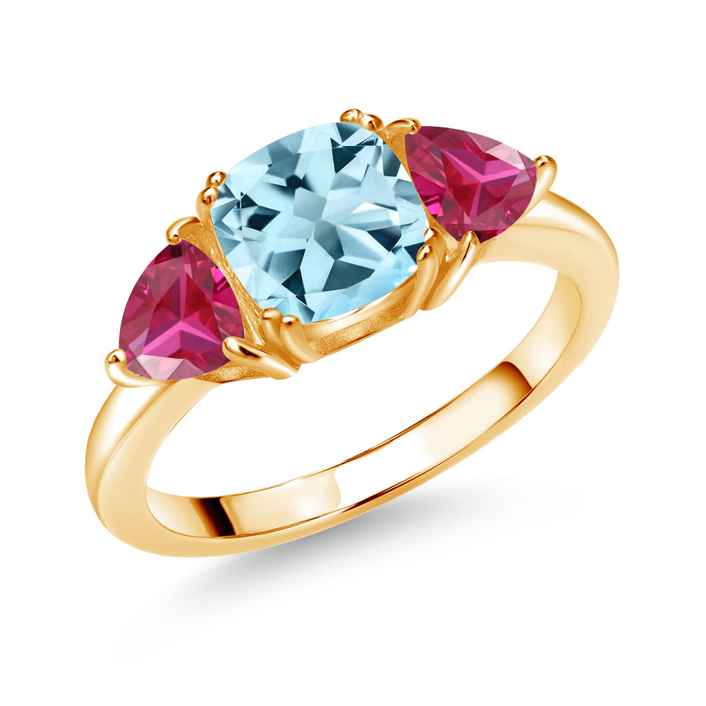 Sky Blue Topaz - November_6_Ring in 925 Yellow Gold Plated Silver