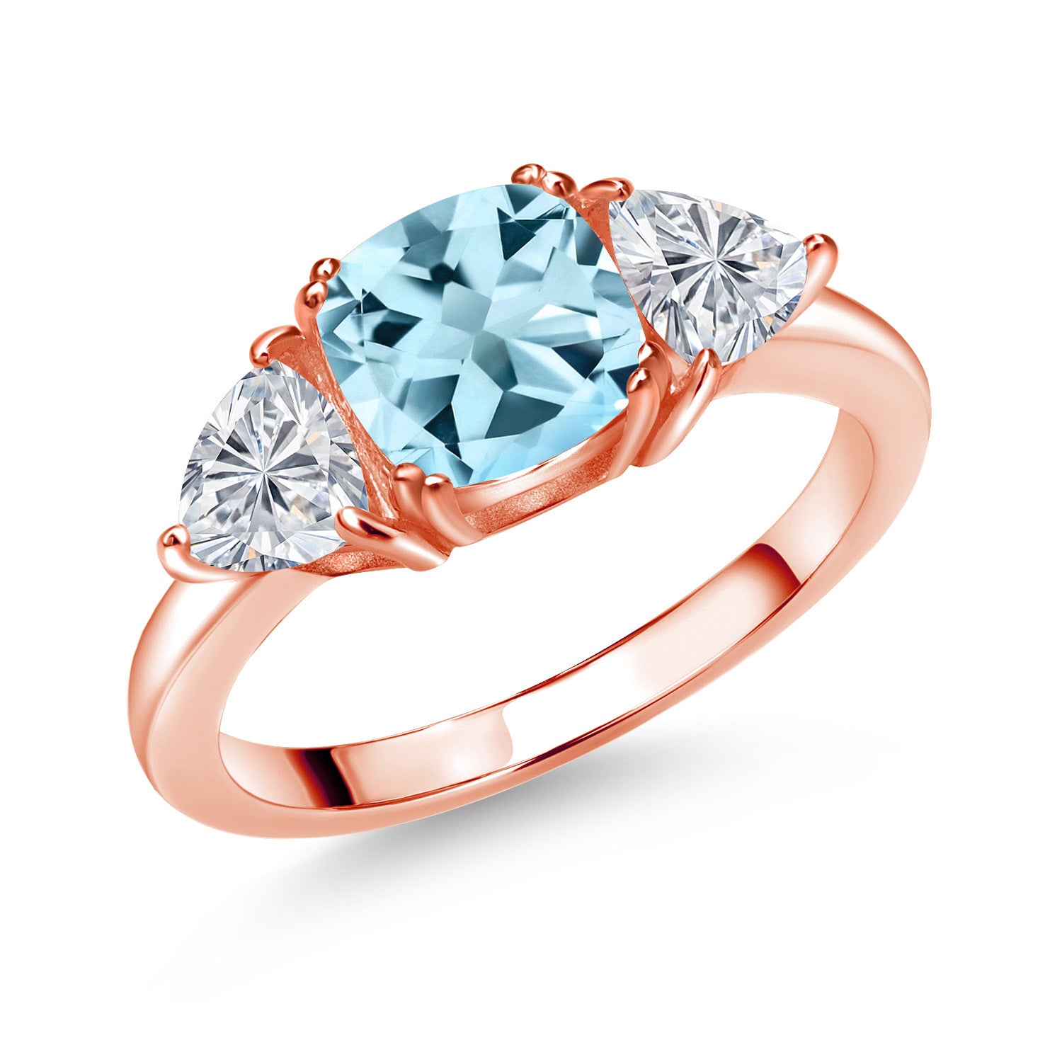 Sky Blue Topaz - November_5_Ring in 925 Rose Gold Plated Silver
