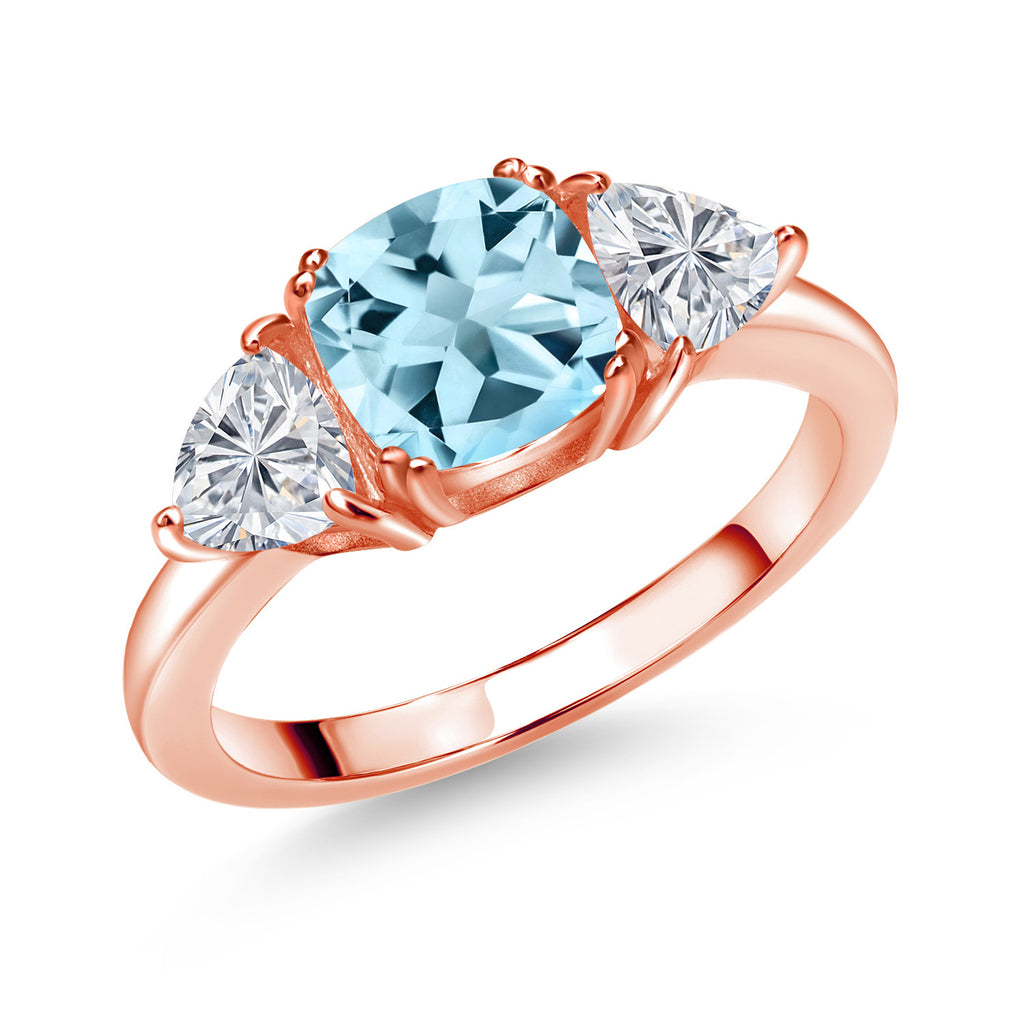 Sky Blue Topaz - November_7_Ring in 925 Rose Gold Plated Silver