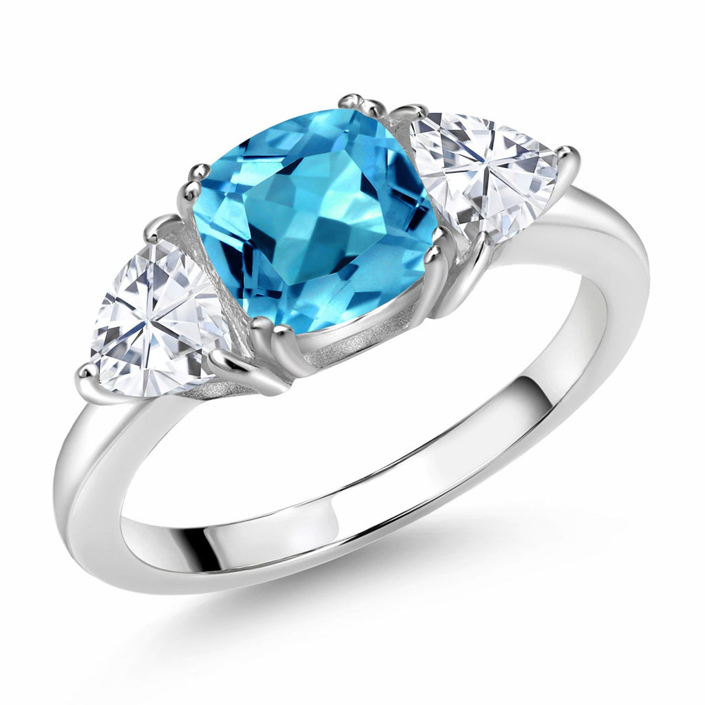 Swiss Blue Topaz - November_8_Ring in 925 Sterling Silver