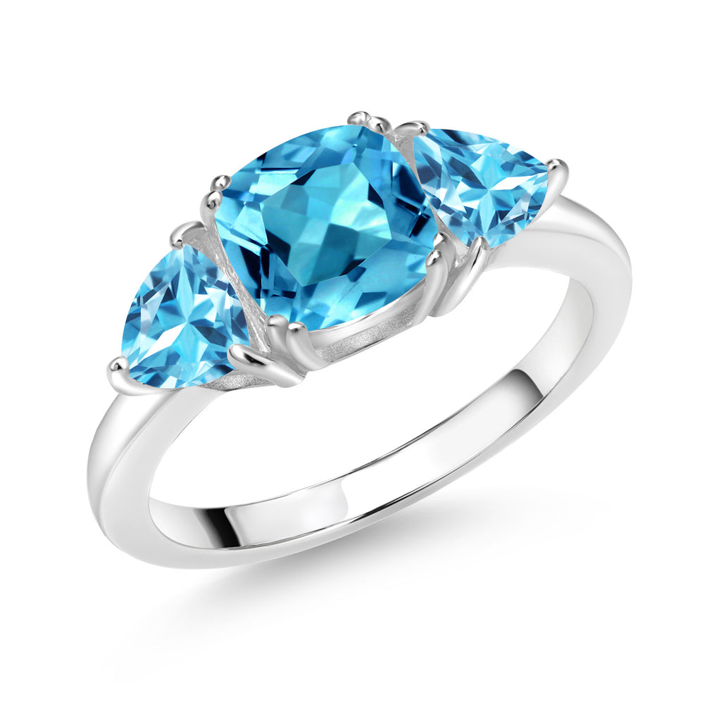 Swiss Blue Topaz - November_9_Ring in 925 Sterling Silver