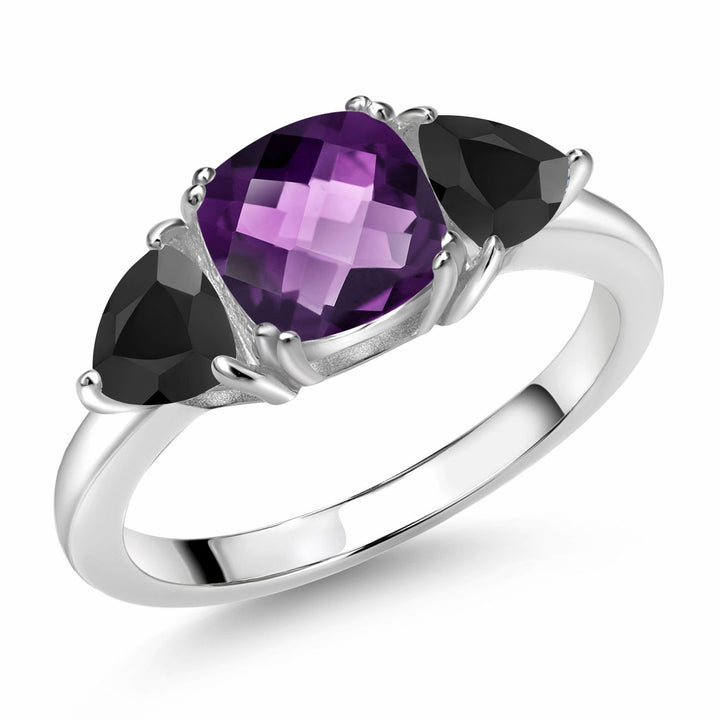 Amethyst-Checkerboard - February_5_Ring in 925 Sterling Silver