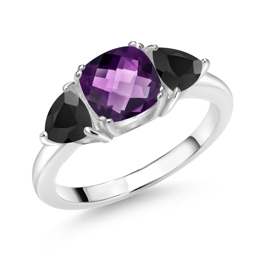 Amethyst-Checkerboard - February_7_Ring in 925 Sterling Silver