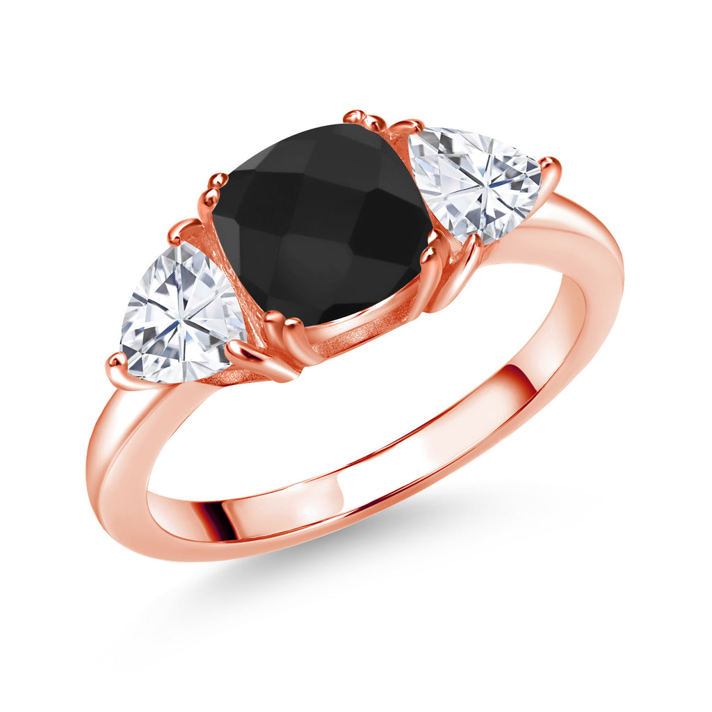 Onyx-Checkerboard - December_9_Ring in 925 Rose Gold Plated Silver