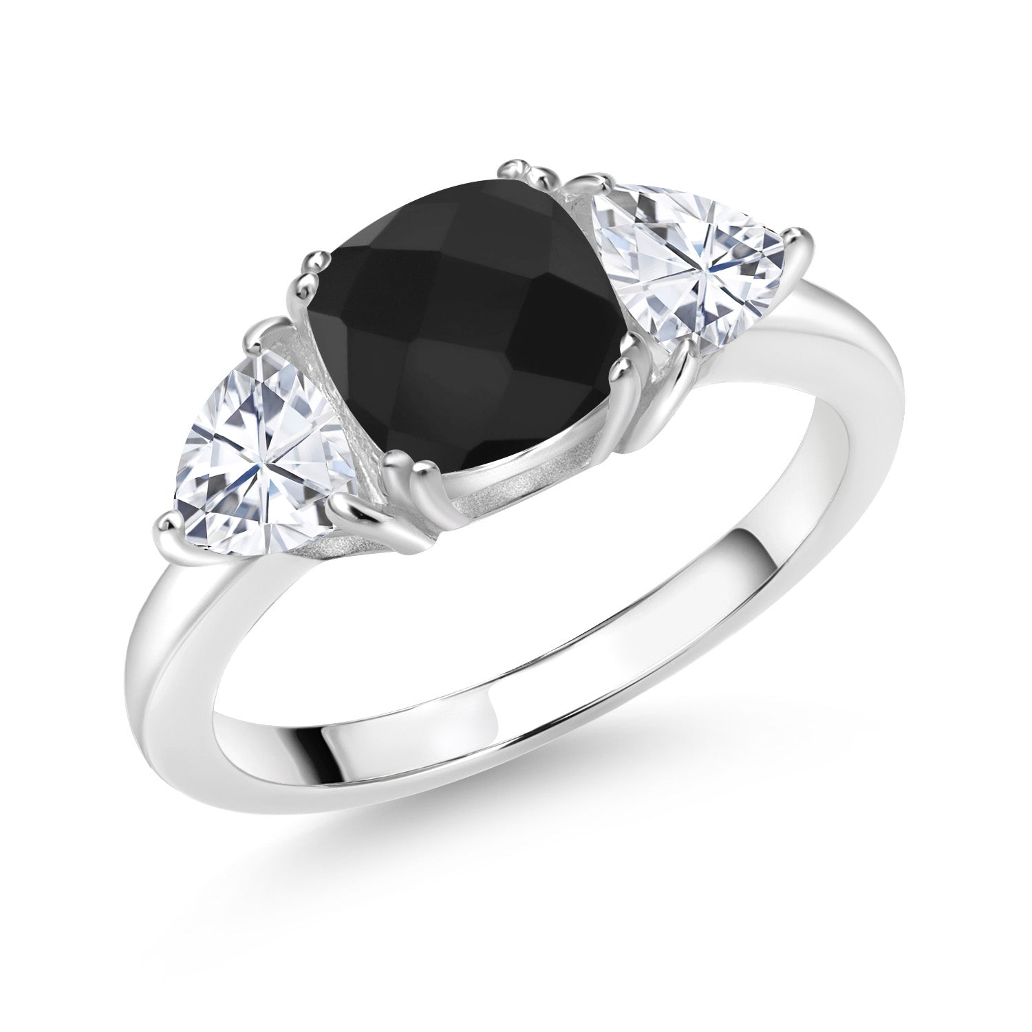 Onyx-Checkerboard - December_8_Ring in 925 Sterling Silver