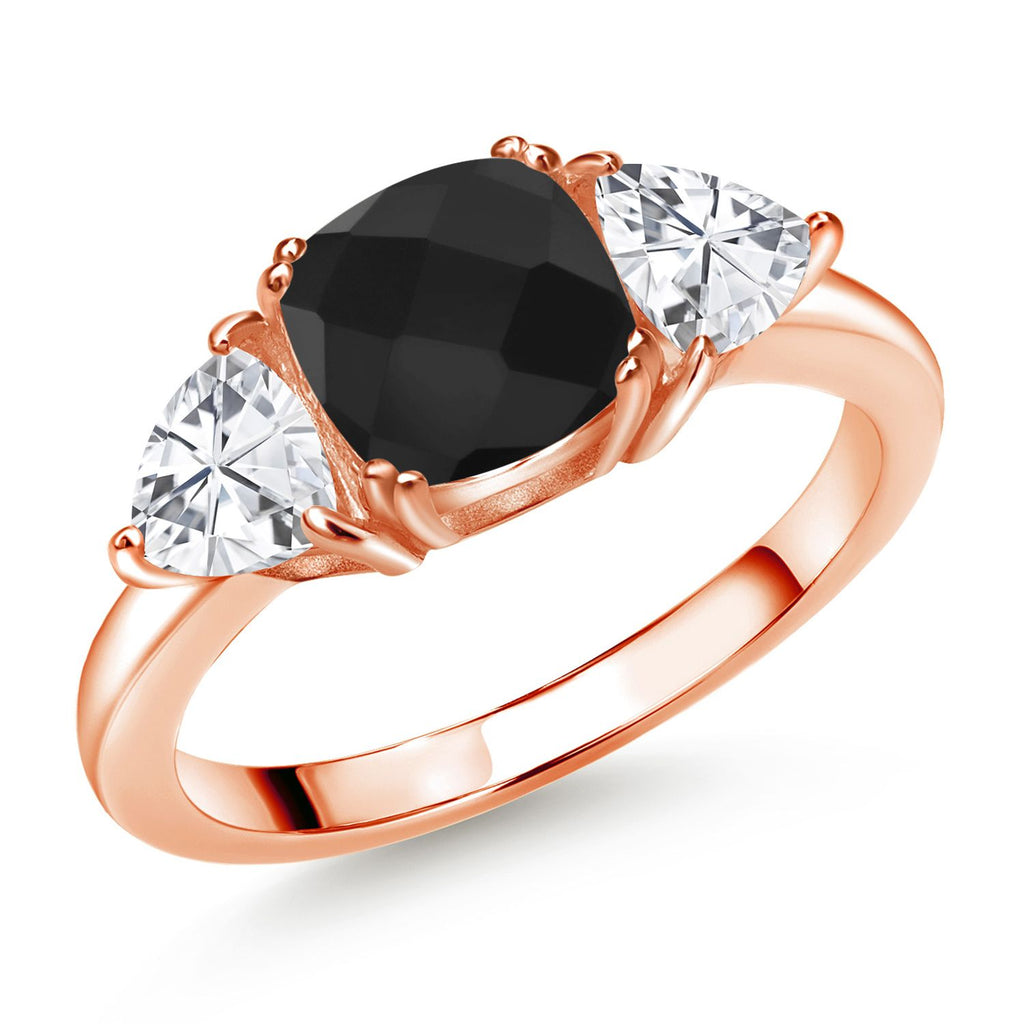 Onyx-Checkerboard - December_7_Ring in 925 Rose Gold Plated Silver