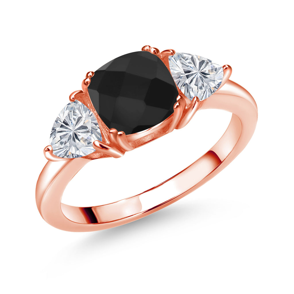 Onyx-Checkerboard - December_9_Ring in 925 Rose Gold Plated Silver