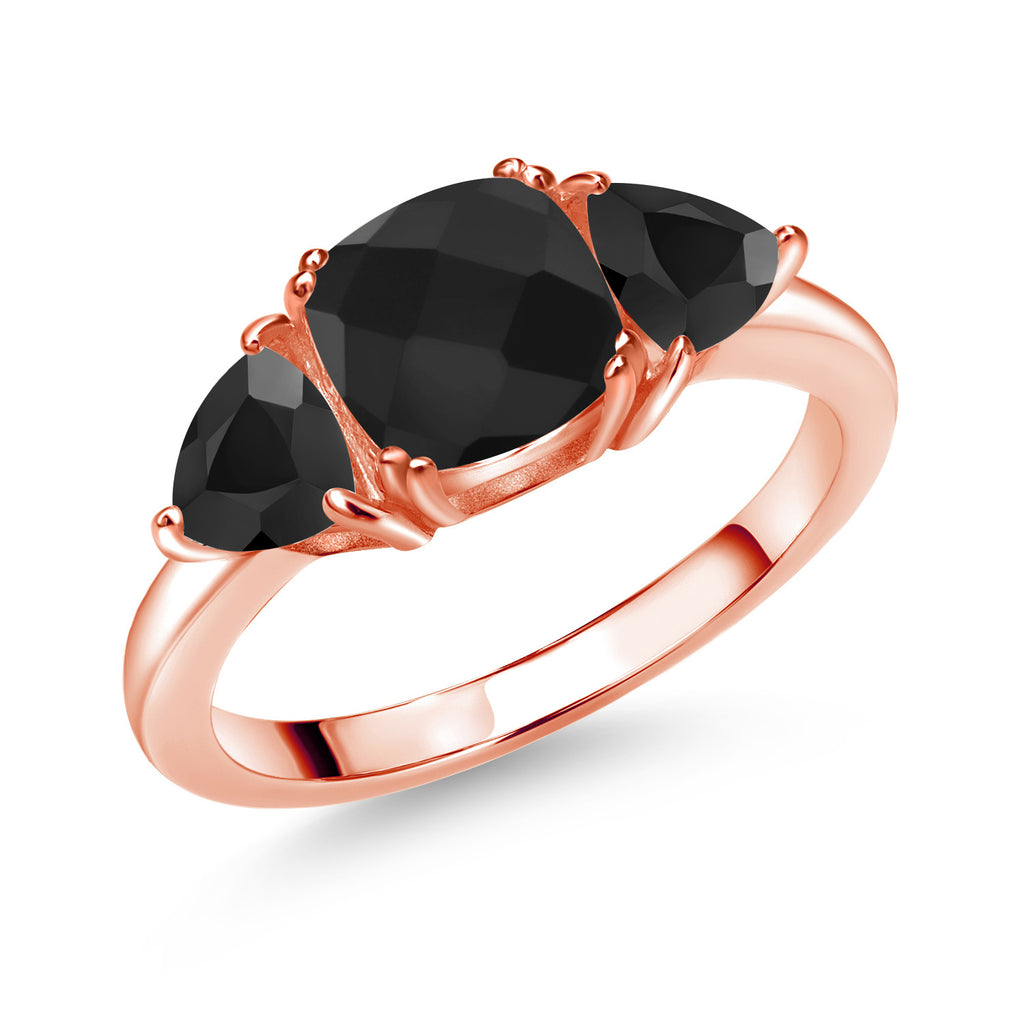 Onyx-Checkerboard - December_7_Ring in 925 Rose Gold Plated Silver