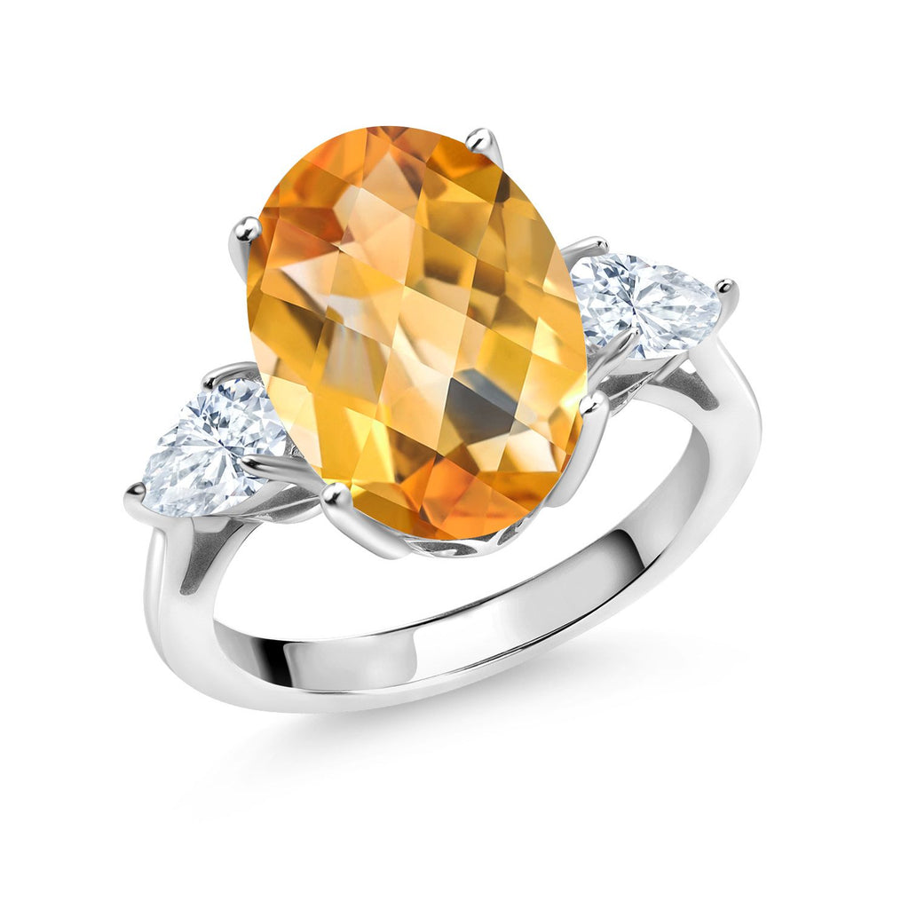 Citrine-Checkerboard - November_9_Ring in 925 Sterling Silver