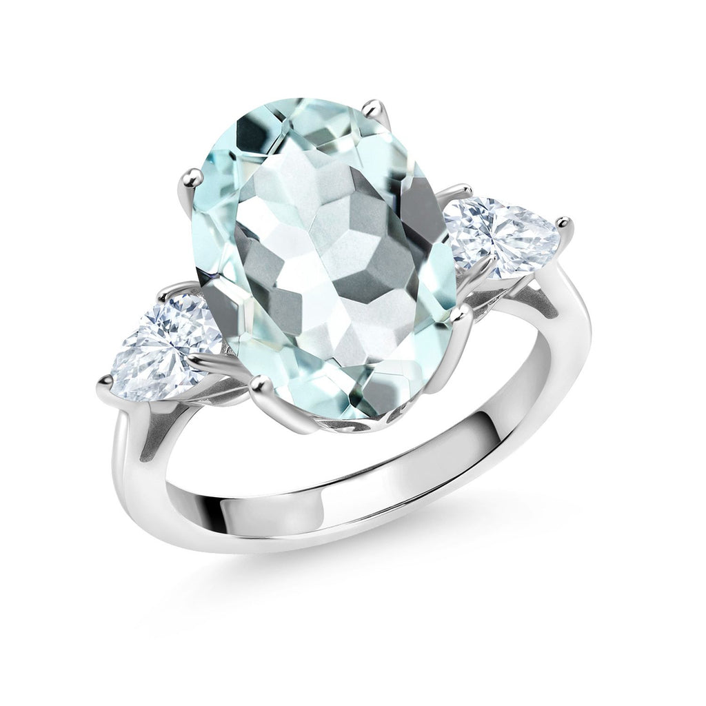 Created Aquamarine - March_8_Ring in 925 Sterling Silver