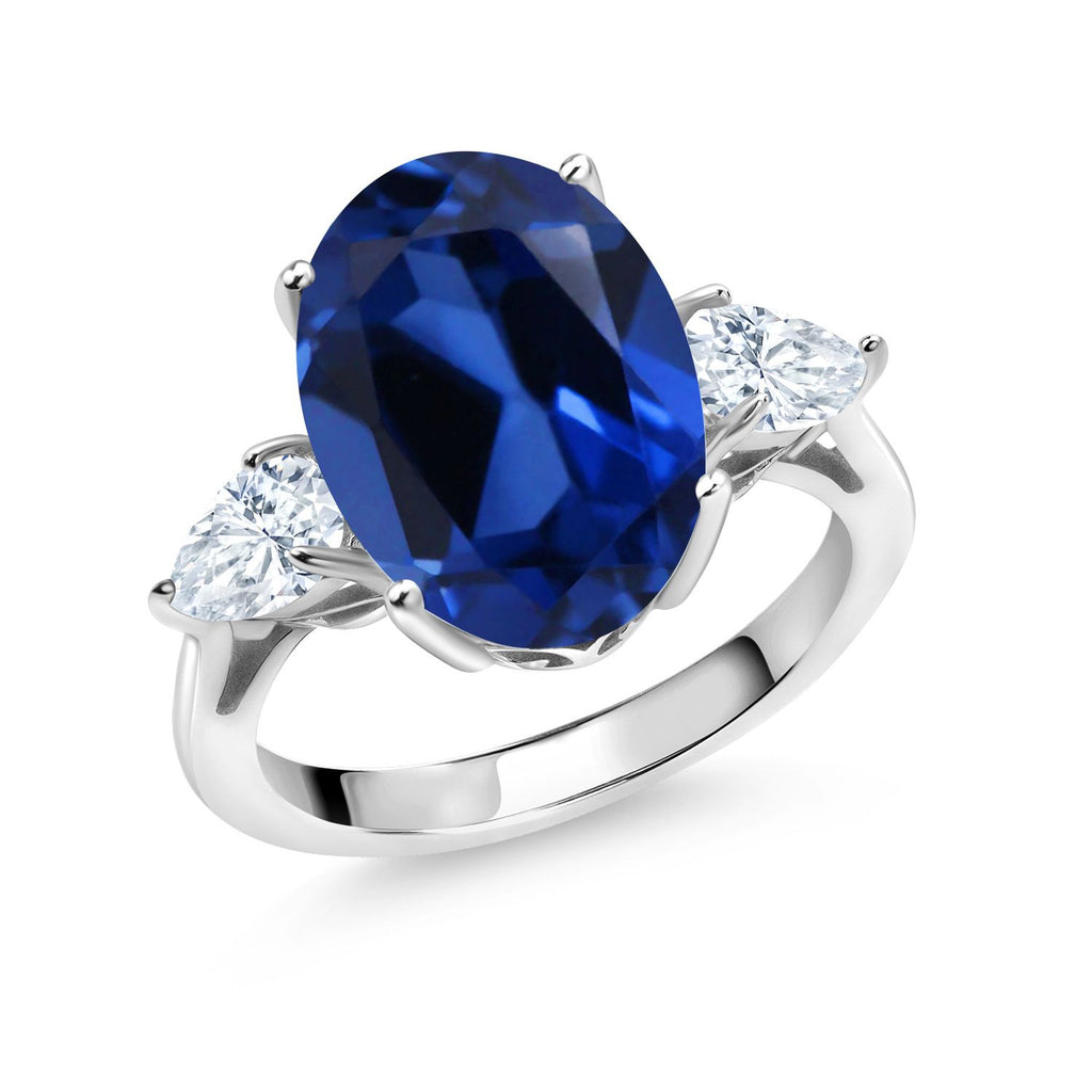 Blue Simulated Sapphire_8_Ring in 925 Sterling Silver