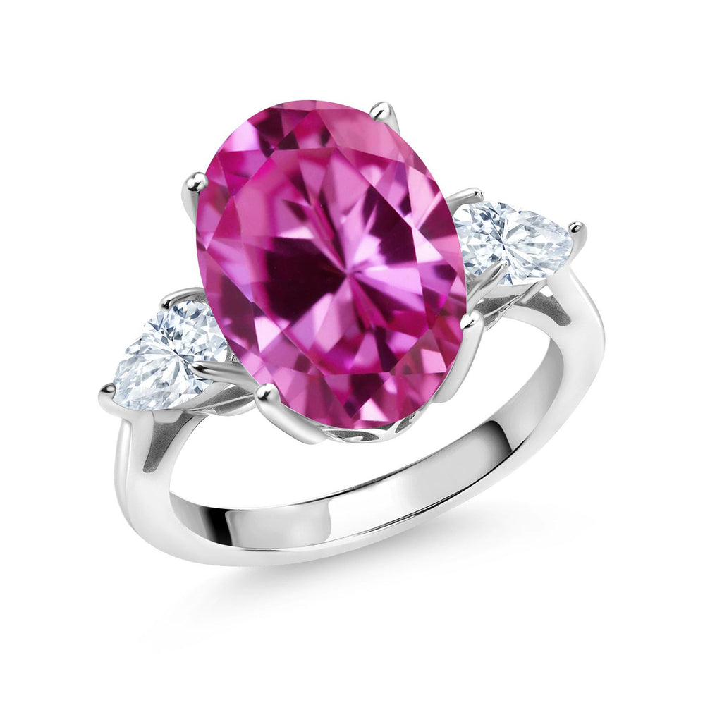 Pink Created Sapphire - September_9_Ring in 925 Sterling Silver
