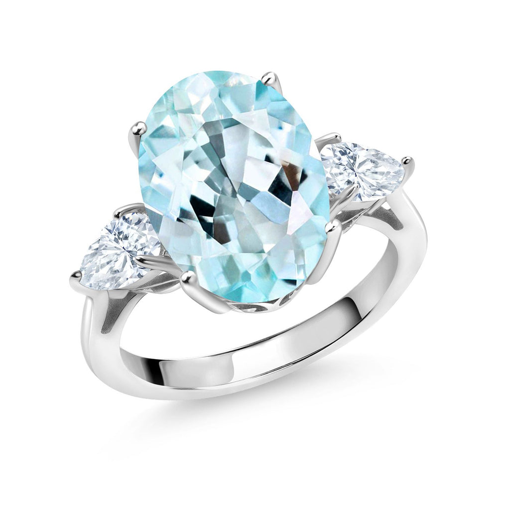 Sky Blue Topaz - November_8_Ring in 925 Sterling Silver